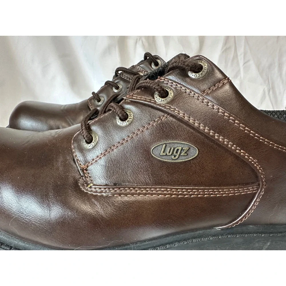 Lugz Oxford Work Shoes Mens 12 Brown Good Slip Resistant MSVYV-245‎